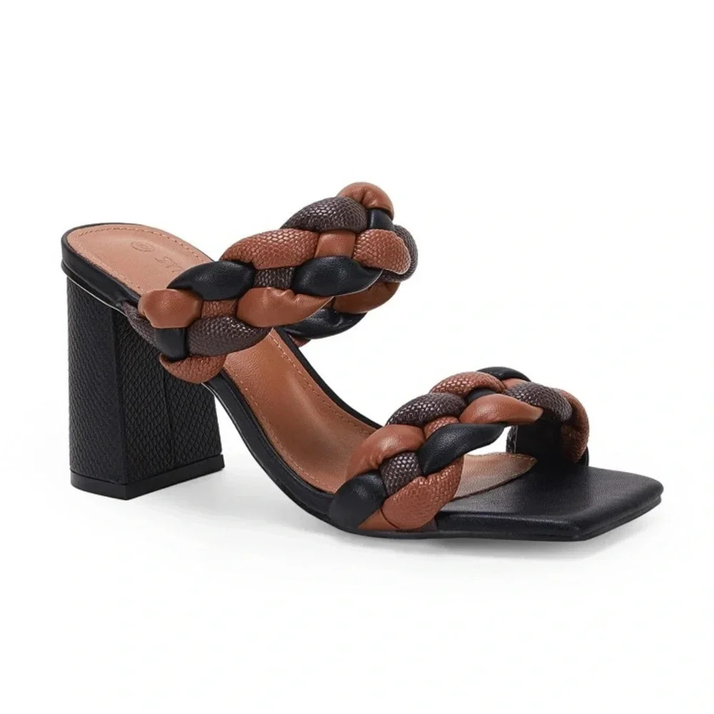 Women Braided Heeled Sandals size 9